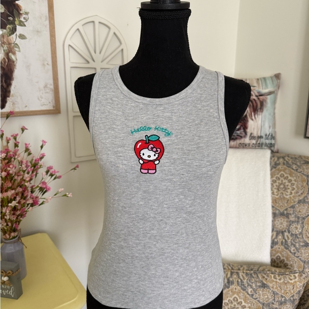 Aeropostale Hello Kitty Gray Fitted Graphic Tank Top